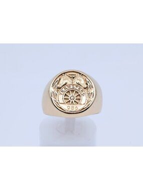Unique 14K Karat Solid Yellow Gold Teamsters Local 986 Statement Ring Size 7.25
